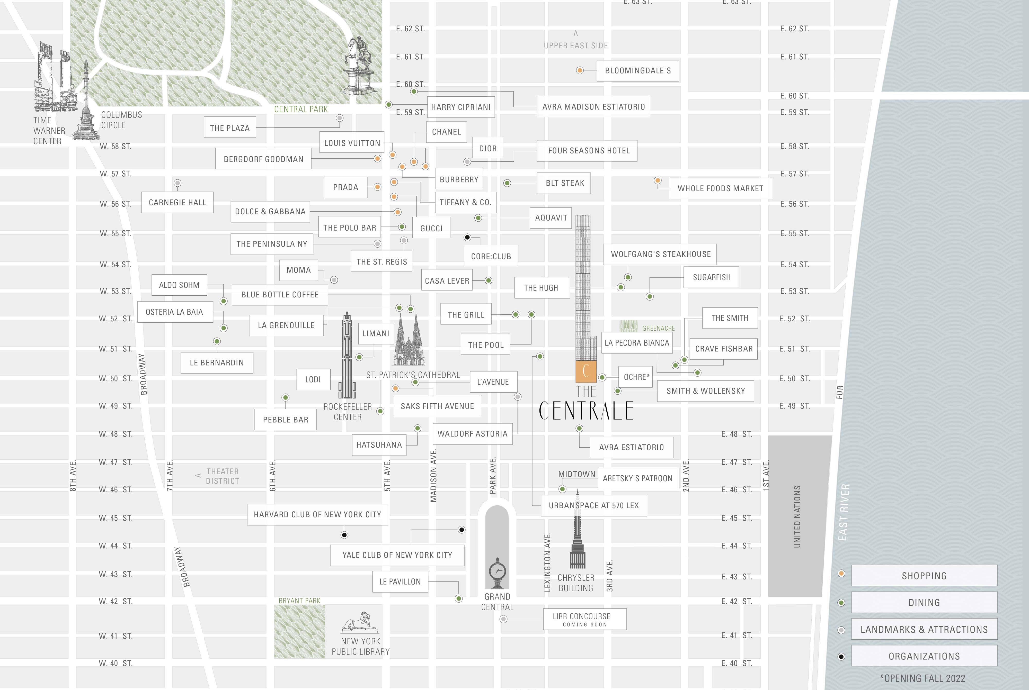 The Centrale | Luxury Midtown Manhattan Condos for Sale - Map